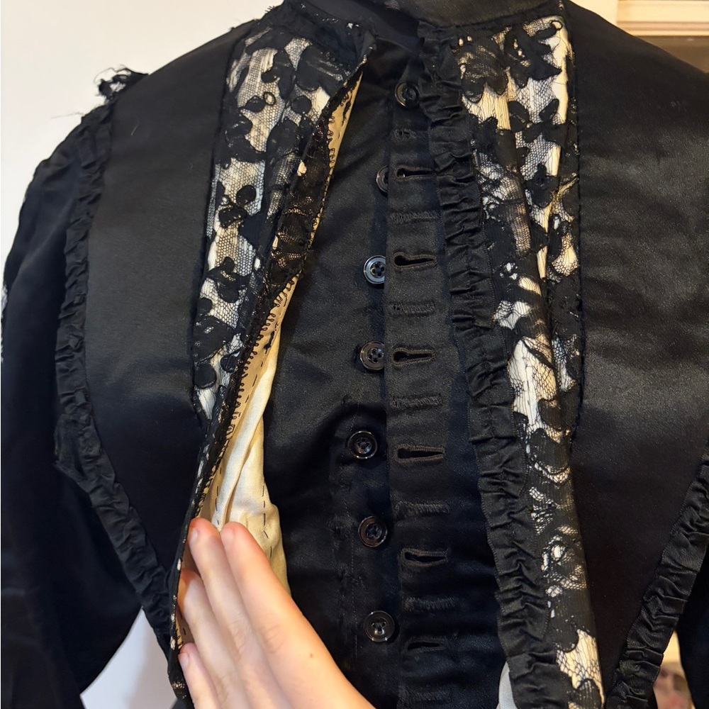 Vintage antique Edwardian 1800s Black Lace Women's Top - Picture 4 of 8